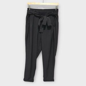 Torrid Womens Crepe Pants Paperbag Tie Waist Cuffed Legs High Rise Black Size 0